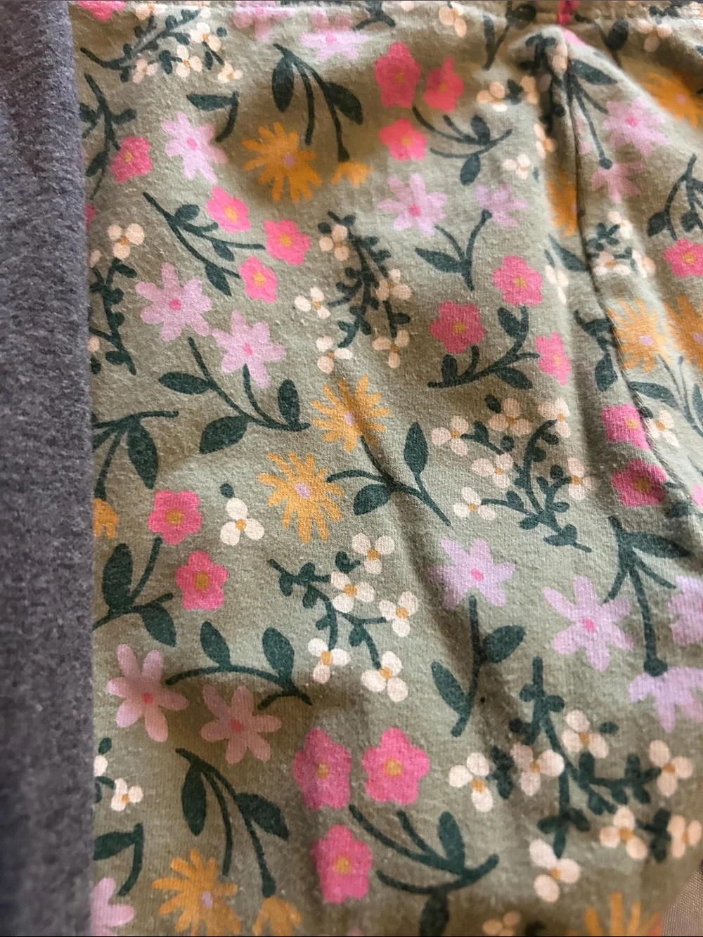 Arizona Jean Company Girls Floral Green Leggings with Pink Accents
